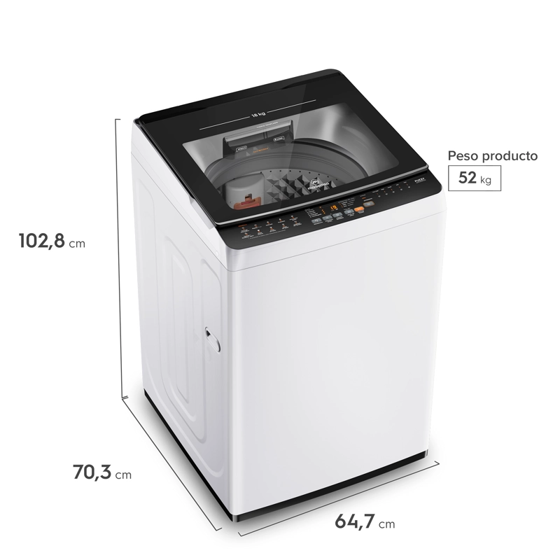 LAVADORA AUTOMATICA 18KG CARGA SUPERIOR MDWMT18W BLANCA - 6