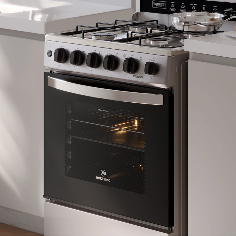 COCINA A GAS 4 PLATOS HORNO VAPOR Y TEMPORIZADOR FM4TSC SILVER - 8