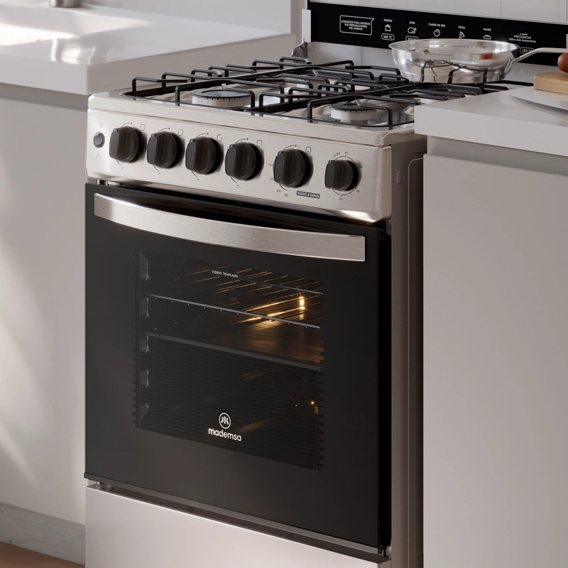 COCINA A GAS 4 PLATOS HORNO VAPOR Y GRILL FM4PSC INOX - 8