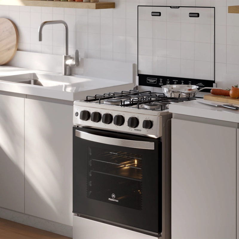 COCINA A GAS 4 PLATOS HORNO VAPOR Y GRILL FM4PSC INOX - 9