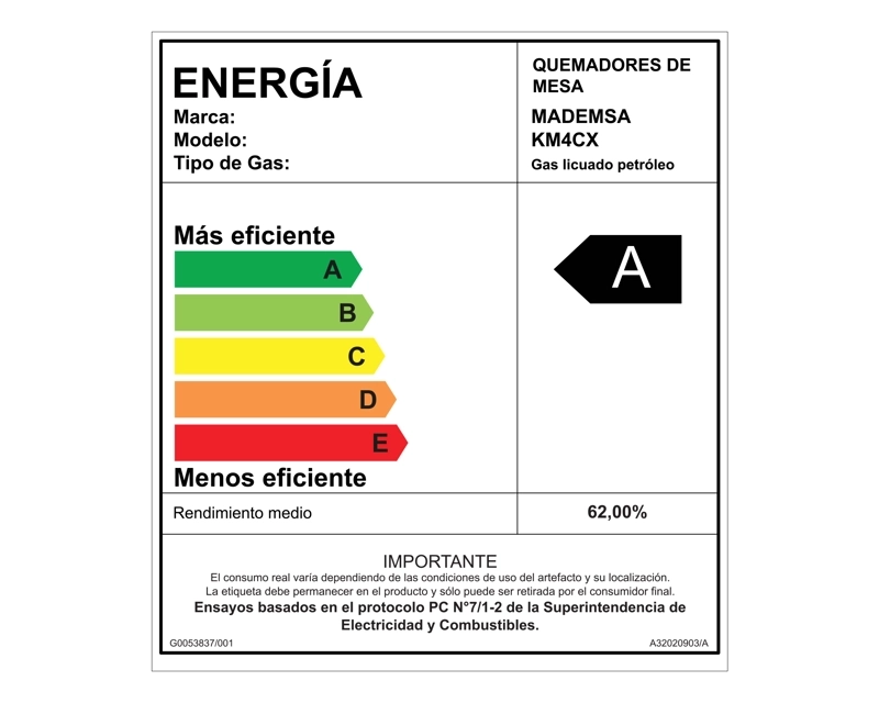 ENCIMERA A GAS 4 PLATOS ENCENDIDO AUTOMATICO KM4CX INOX - 3