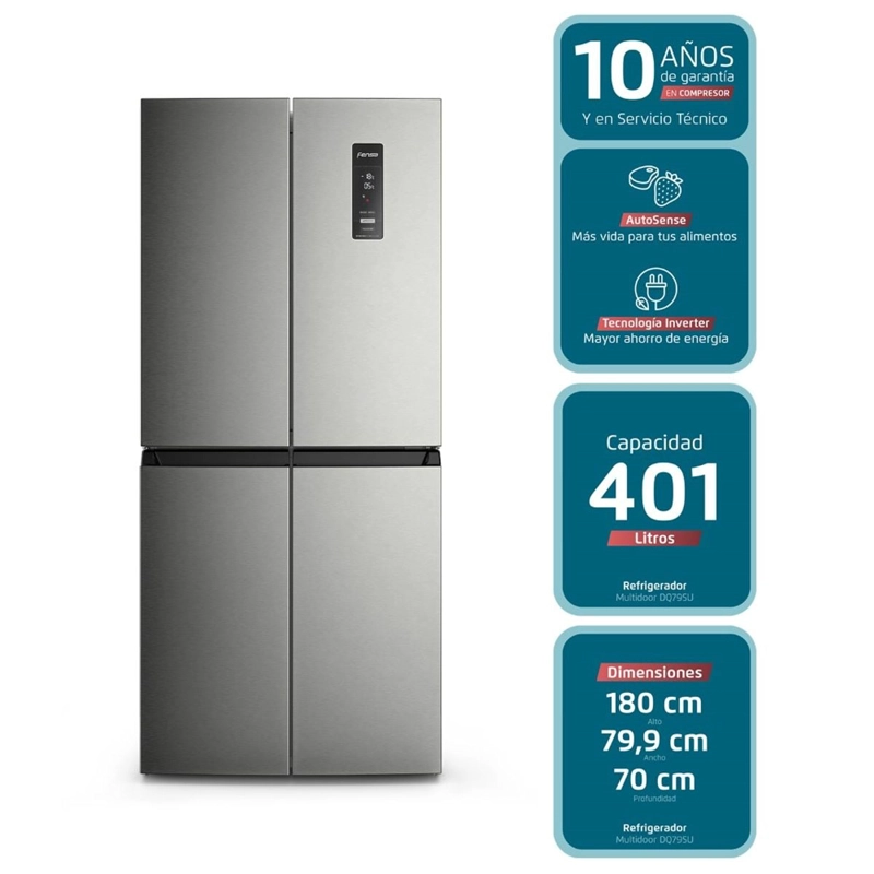 REFRIGERADOR FENSA 401L NO FROST 4 PUERTAS INVERTER DQ79SU - 3