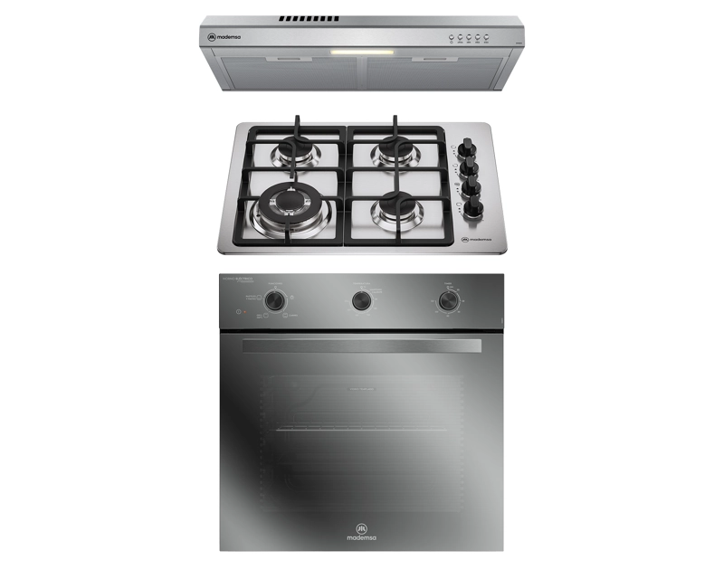 KIT EMPOTRABLE HORNO OM6TX + ENCIMERA KM4TX + CAMPANA DM6SS - 1