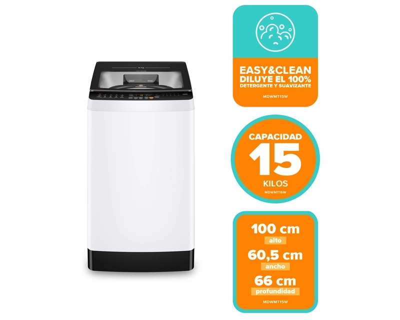 LAVADORA AUTOMATICA 15KG CARGA SUPERIOR MDWMT15W BLANCA - 3