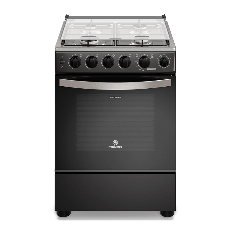 COCINA A GAS 4 PLATOS HORNO VAPOR Y TEMPORIZADOR FM4TPC NEGRA - 1