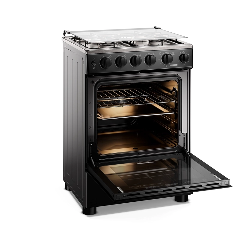 COCINA A GAS 4 PLATOS HORNO VAPOR Y TEMPORIZADOR FM4TPC NEGRA - 4