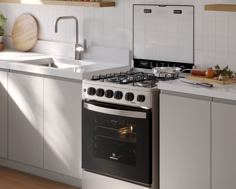 COCINA A GAS 4 PLATOS HORNO VAPOR Y TRIPLE LLAMA FM4SSC INOX - 10