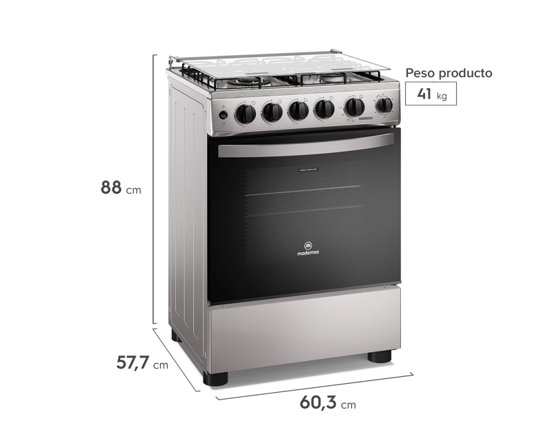 COCINA A GAS 4 PLATOS HORNO VAPOR Y TRIPLE LLAMA FM4SSC INOX - 12
