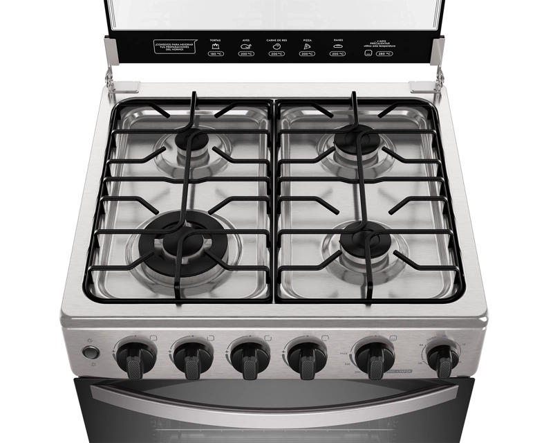 COCINA A GAS 4 PLATOS HORNO VAPOR Y TRIPLE LLAMA FM4SSC INOX - 5