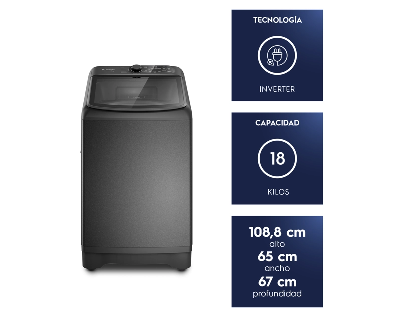 LAVADORA AUTOMATICA 18KG CARGA SUPERIOR INVERTER EMTL18IO ONIX - 3