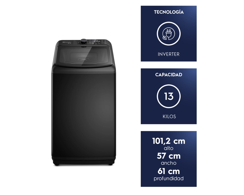 LAVADORA AUTOMATICA 13KG CARGA SUPERIOR INVERTER EMTL13IB NEGRA - 3