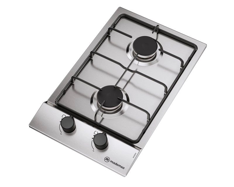 ENCIMERA A GAS 2 PLATOS PARRILLA PLETINA KM2GX INOX - 6