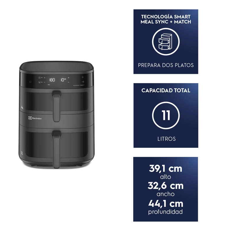 FREIDORA DE AIRE 11L DIGITAL DUAL DOBLE CESTA 2500W EAF190 - 3