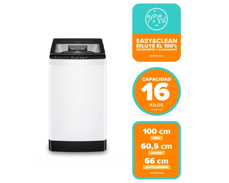 LAVADORA AUTOMATICA 16KG CARGA SUPERIOR MDWMT16W BLANCA - 3