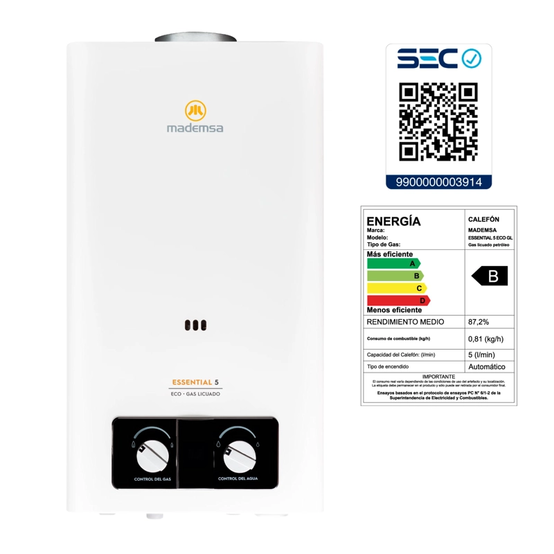 CALEFONT GAS LICUADO 5 LITROS TIRO NATURAL ESSENTIAL 5 ECO - 7