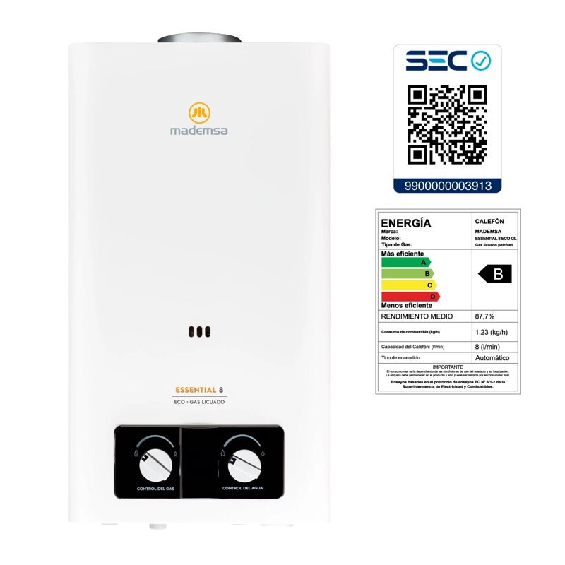 CALEFONT GAS LICUADO 8 LITROS TIRO NATURAL ESSENTIAL 8 ECO - 7