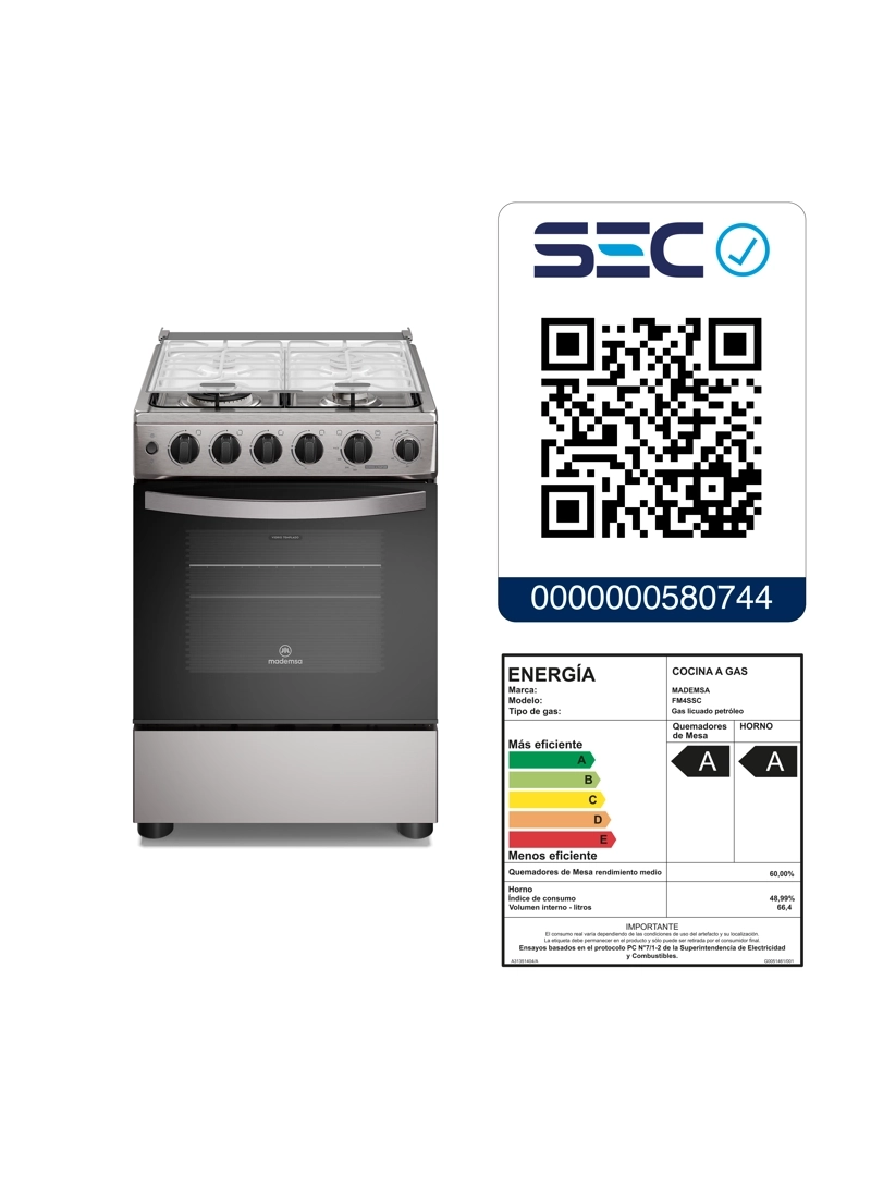 COCINA A GAS 4 PLATOS HORNO VAPOR Y TEMPORIZADOR FM4TSC SILVER - 10