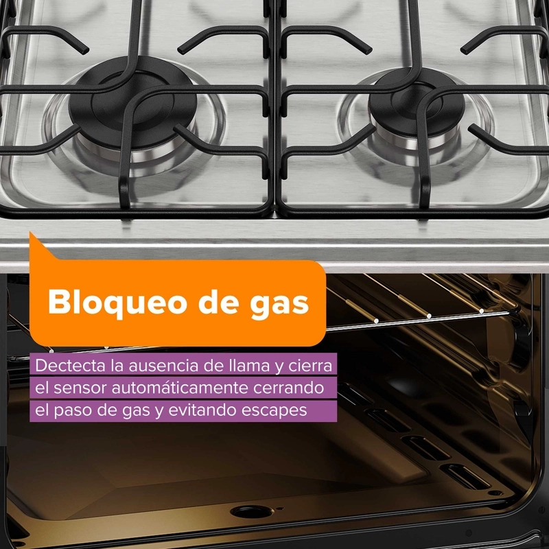 COCINA A GAS 4 PLATOS HORNO VAPOR Y TEMPORIZADOR FM4TSC SILVER - 6