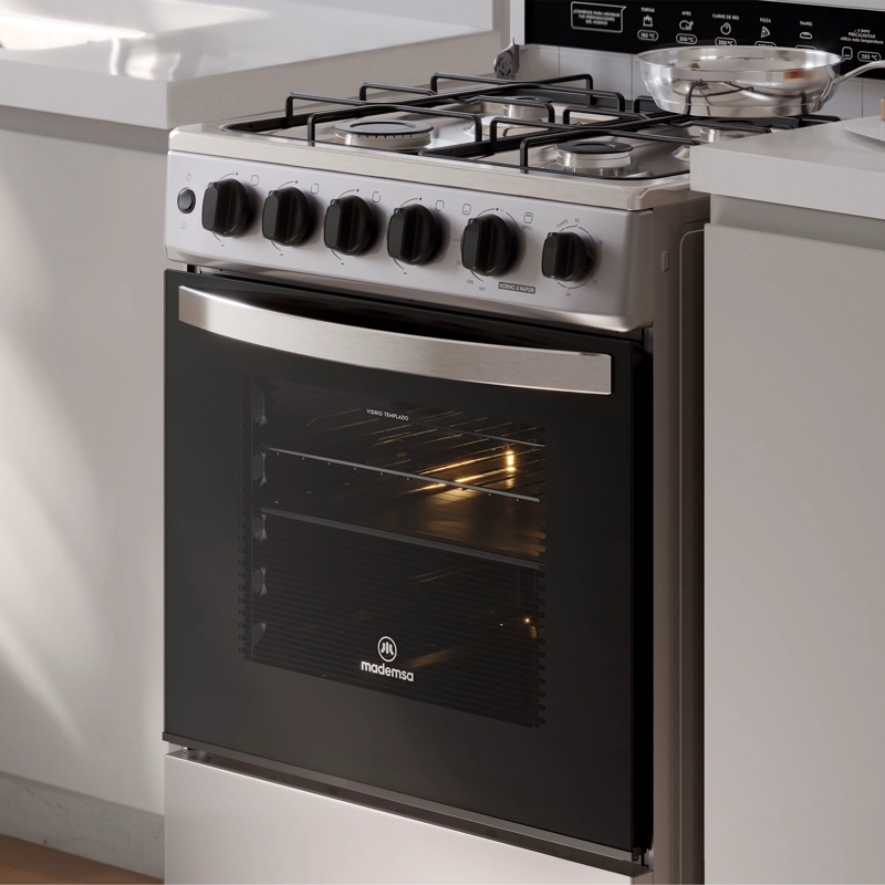 COCINA A GAS 4 PLATOS HORNO VAPOR Y TEMPORIZADOR FM4TSC SILVER - 8