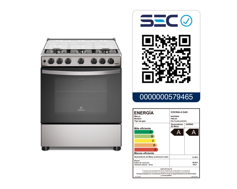 COCINA A GAS 6 PLATOS HORNO VAPOR Y PARRILLAS ALAMBRON FM6LSC INOX - 10