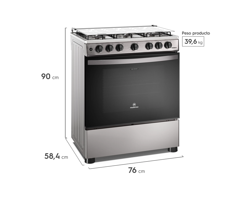 COCINA A GAS 6 PLATOS HORNO VAPOR Y PARRILLAS ALAMBRON FM6LSC INOX - 2