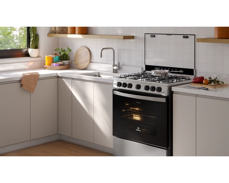 COCINA A GAS 6 PLATOS HORNO VAPOR Y PARRILLAS ALAMBRON FM6LSC INOX - 9