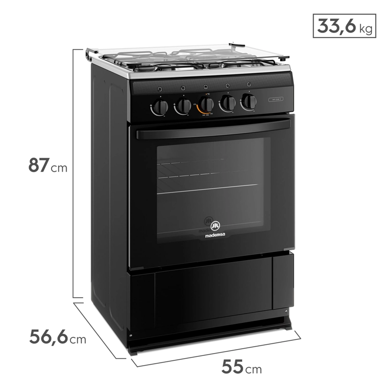 COCINA A GAS 4 PLATOS MADEMSA TAPA CUBIERTA MV 210 T NEGRA - 2