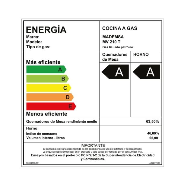 COCINA A GAS 4 PLATOS MADEMSA TAPA CUBIERTA MV 210 T NEGRA - 8