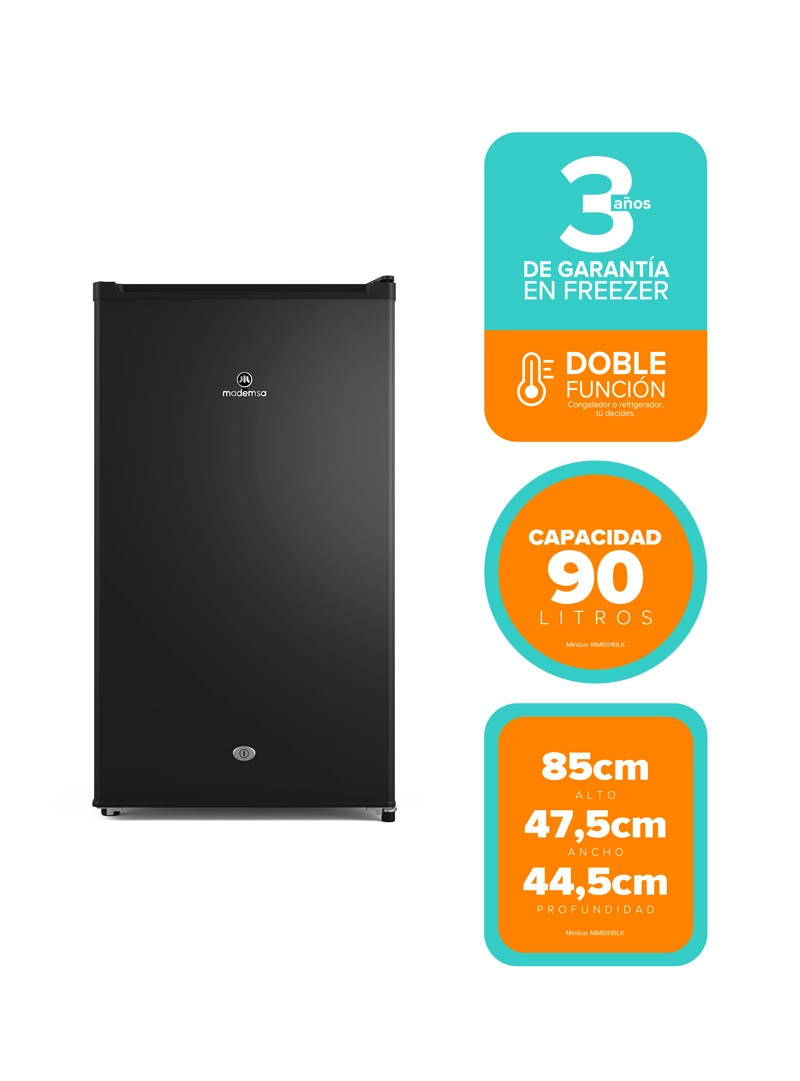 MINIBAR MADEMSA 90L BLACK INOX LOOK MMB 91 NEGRO - 3