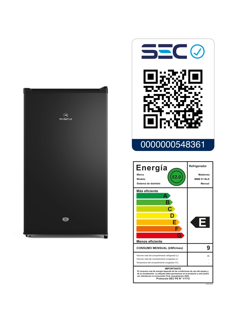 MINIBAR MADEMSA 90L BLACK INOX LOOK MMB 91 NEGRO - 4