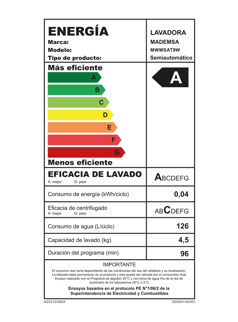 LAVADORA SEMI AUTOMATICA MADEMSA 9KG CARGA SUPERIOR MWMSAT9W - 8