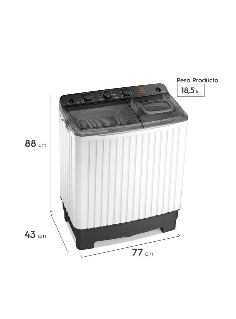 LAVADORA SEMI AUTOMATICA MADEMSA 9KG CARGA SUPERIOR MWMSAT9W - 2