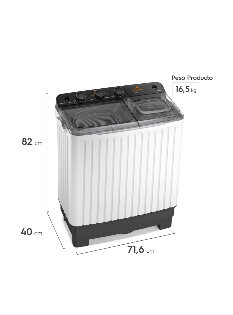 LAVADORA SEMI AUTOMATICA MADEMSA 6KG CARGA SUPERIOR MWMSAT6W - 2
