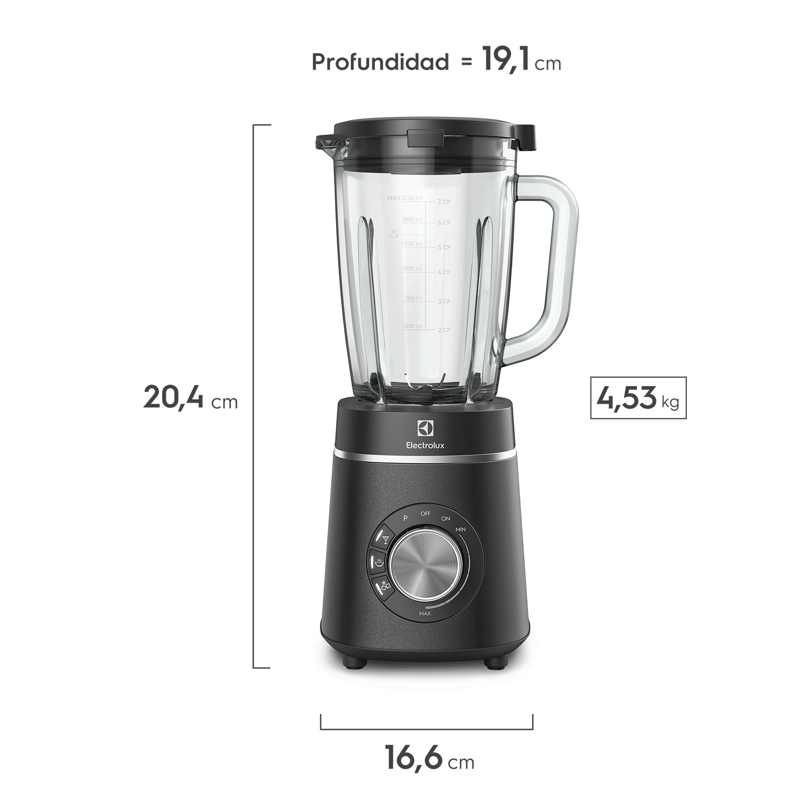 LICUADORA 1,75L JARRA DE VIDRIO Y 6 CUCHILLOS 1000W BLP70 - 2