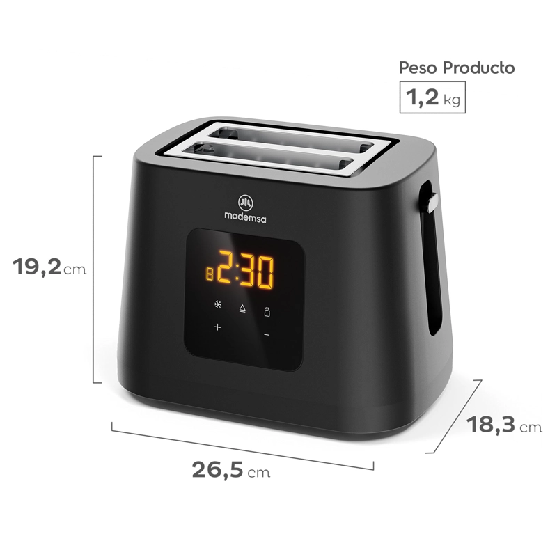 TOSTADOR ELE CTRICO 2 REBANADAS 8 NIVELES DE TOSTADO 860W MTS60 - 2