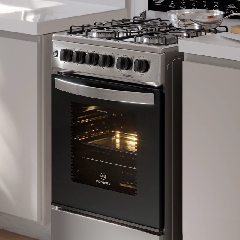 COCINA A GAS 4 PLATOS HORNO VAPOR Y GRILL FM4FSC INOX - 10