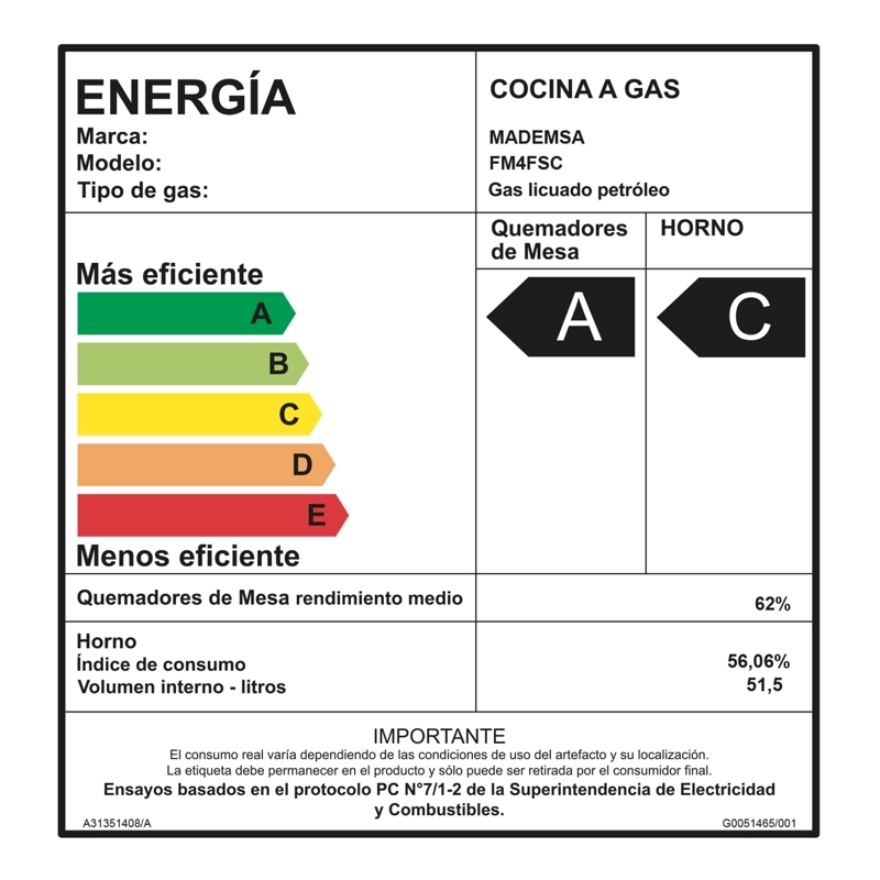 COCINA A GAS 4 PLATOS HORNO VAPOR Y GRILL FM4FSC INOX - 13