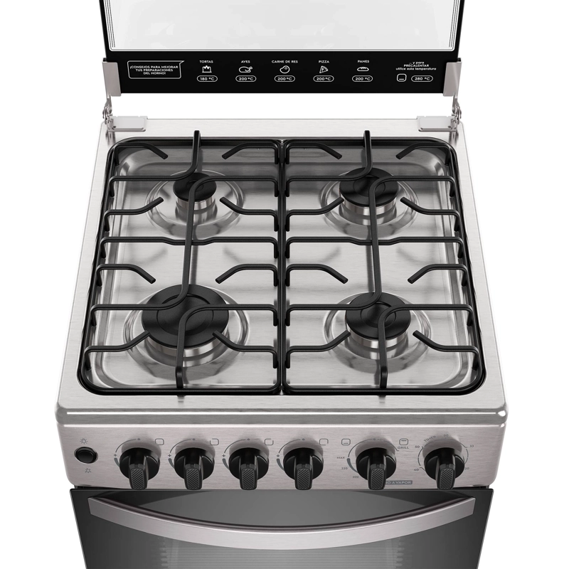 COCINA A GAS 4 PLATOS HORNO VAPOR Y GRILL FM4FSC INOX - 6