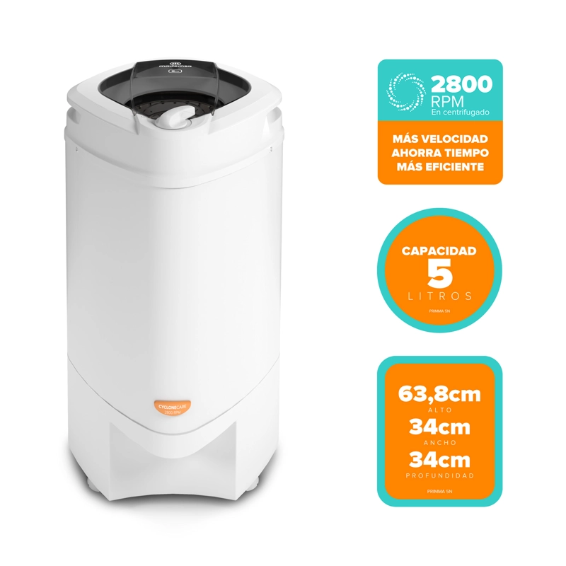CENTRIFUGA MADEMSA 5KG BOQUILLA ANTIDERRAME PRIMMA 5N BLANCA - 3
