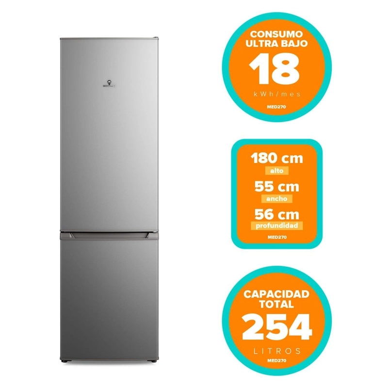 REFRIGERADOR 262L FRIO DIRECTO BOTTOM FREEZER MED270 SILVER - 3