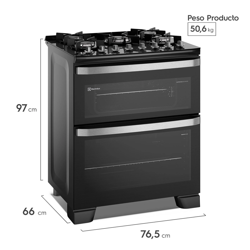 COCINA A GAS 5 PLATOS DOBLE HORNO PARRILLAS HIERRO FUNDIDO F5EDB - 2