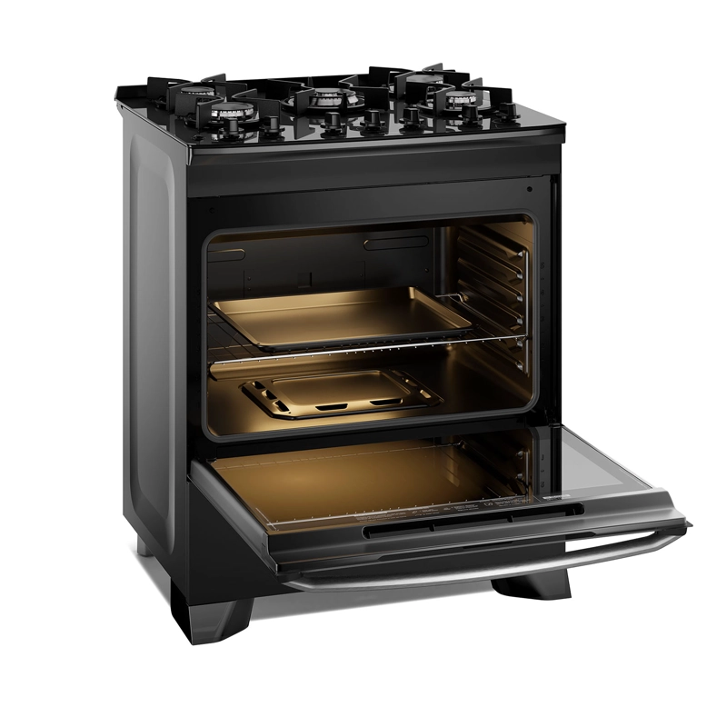 COCINA A GAS 5 PLATOS PARRILLAS HIERRO FUNDIDO F5EPB NEGRA - 5