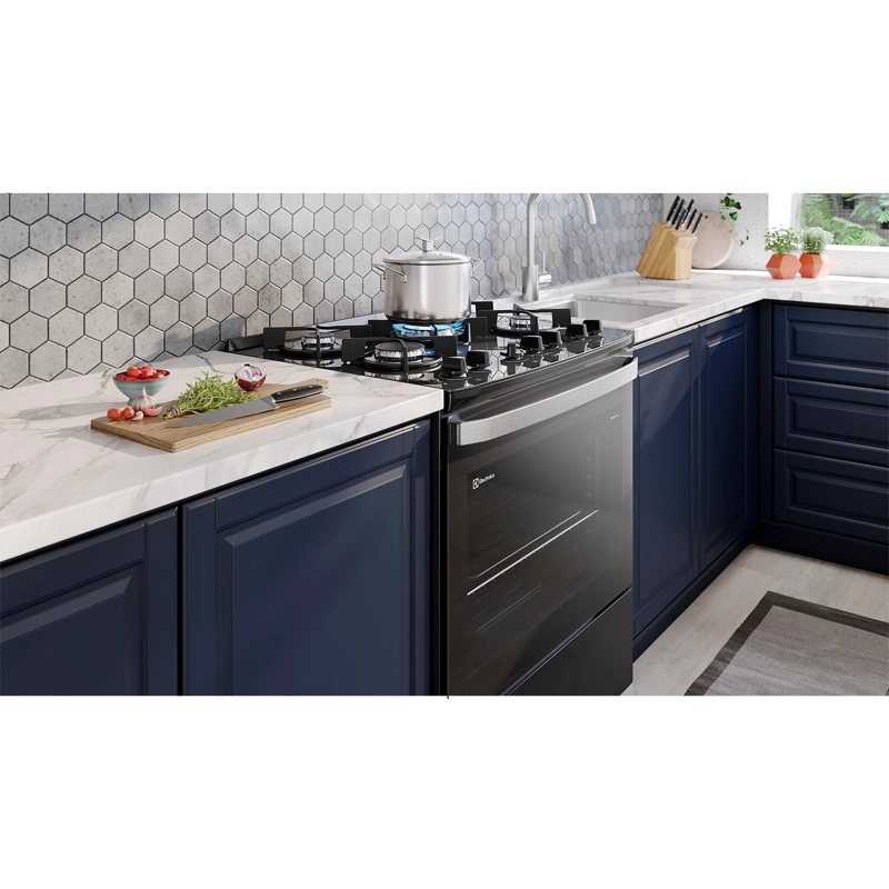 COCINA A GAS 5 PLATOS PARRILLAS HIERRO FUNDIDO F5EPB NEGRA - 9