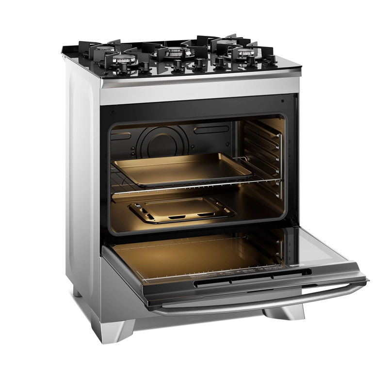 COCINA A GAS 5 PLATOS PARRILLAS HIERRO FUNDIDO F5EPG GLASS - 4