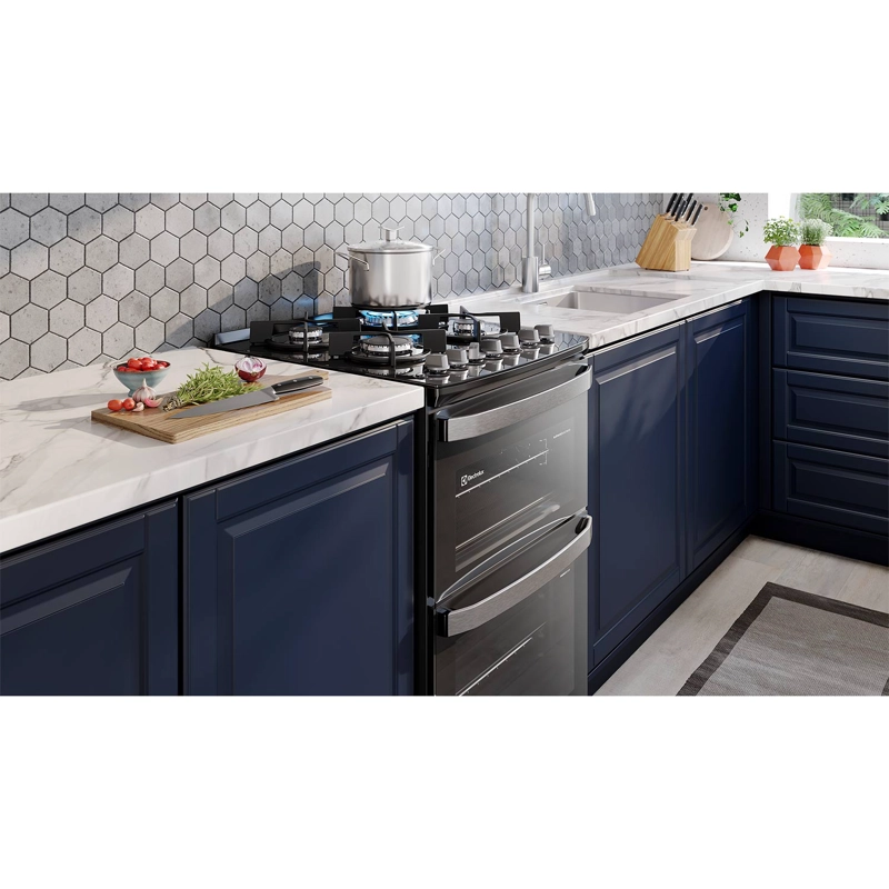 COCINA A GAS 4 PLATOS DOBLE HORNO PARRILLAS HIERRO FUNDIDO F4EDB - 11