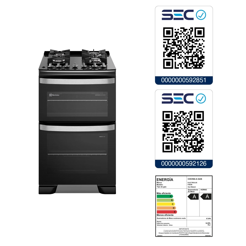 COCINA A GAS 4 PLATOS DOBLE HORNO PARRILLAS HIERRO FUNDIDO F4EDB - 12