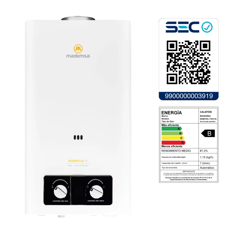 CALEFONT A GAS LICUADO 7 L MADEMSA TIRO NATURAL ESSENTIAL 7 ECO - 7