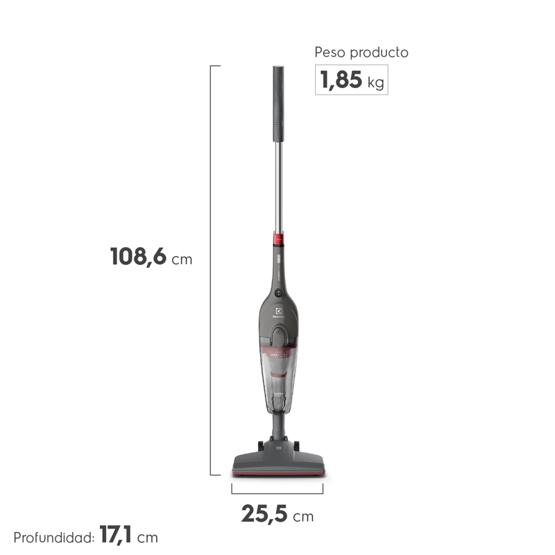 ASPIRADORA VERTICAL CON CABLE ELECTROLUX 700W 2 EN 1 CON FILTRO HEPA STK15 GRIS - 2