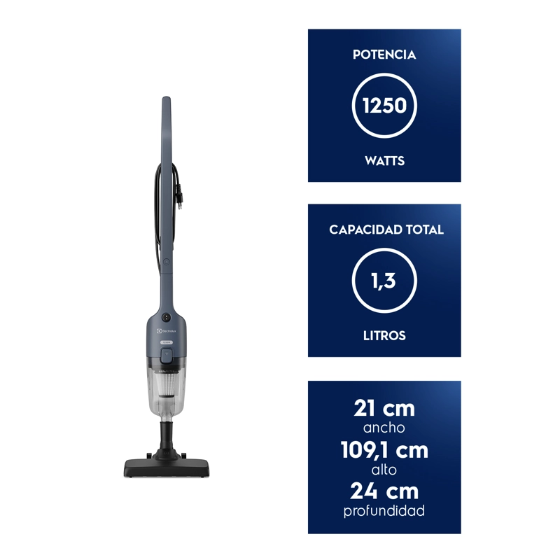 ASPIRADORA VERTICAL CON CABLE ELECTROLUX 1250W 2 EN 1 CON FILTRO HEPA STK21 - 3
