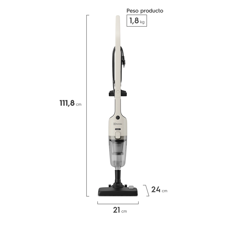 ASPIRADORA VERTICAL CON CABLE ELECTROLUX 1600W 2 EN 1 CON FILTRO HEPA STK24 - 2